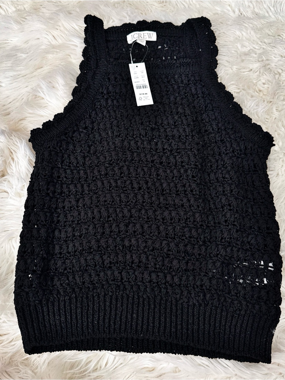 J. Crew Black Crochet Sleeveless Knit Shell - Picture 1 of 2